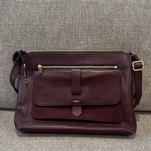 Fossil Dark Burgundy Leather Shoulder Bag